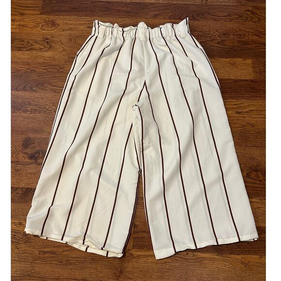 A New Day Women's Cropped Wide Leg Striped Pants Ivory Size XL Everyday Chic - Picture 2 of 7